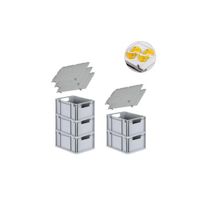 PROREGAL SparSet 5x Eurobox NextGen Economy mit Auflagedeckel & 4x Verschlüsse Gelb, Griffe offen, HxBxT 22x30x40cm, 20L, Eurobehälter Image