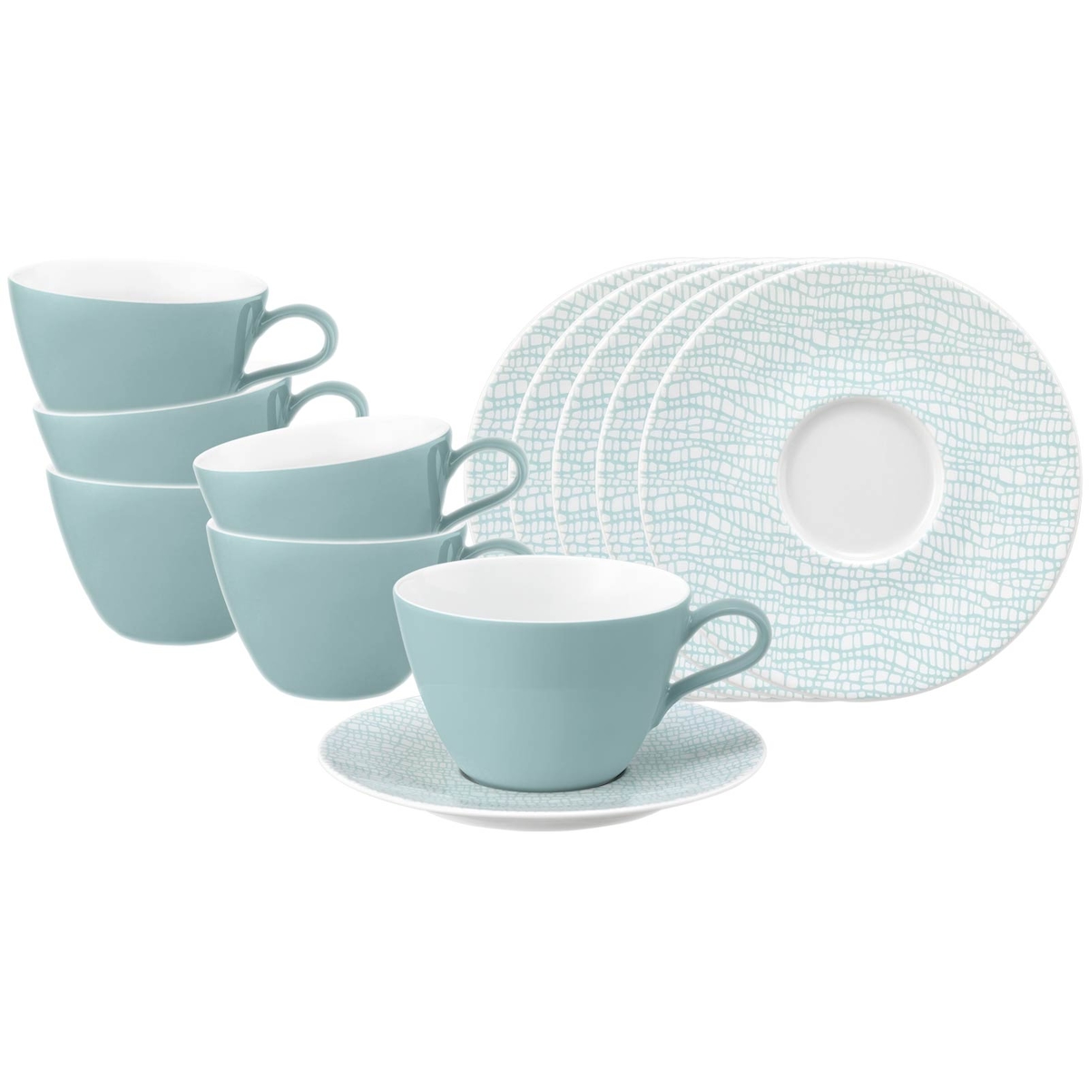 Seltmann Weiden Life Fashion Milchkaffeetasse mit Untertasse 370 ml 6er Set - Green Chic Image
