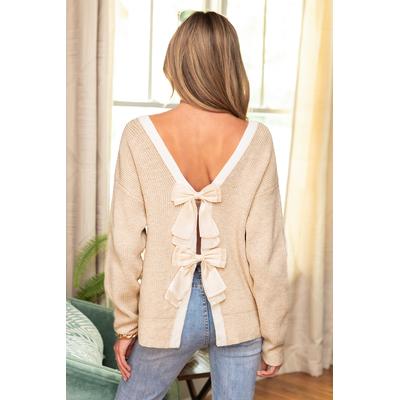 Bow Moment Beige Sweater