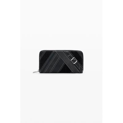 Large faux leather wallet with buckles