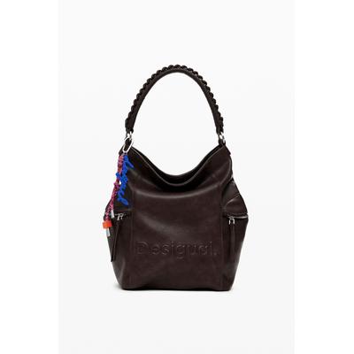 Large logo suede-effect backpack