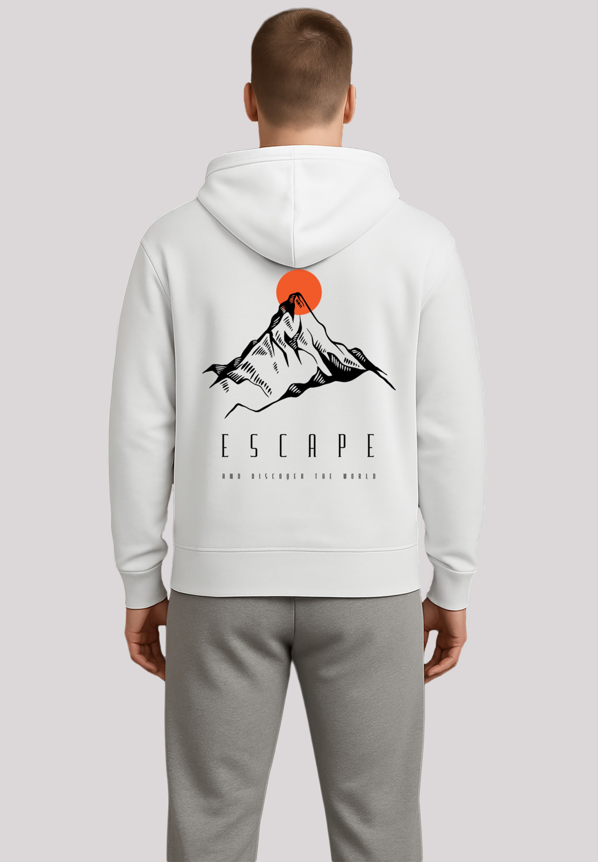 Kapuzenpullover F4NT4STIC "Escape Discover the World Mountain", Herren, Gr. XS, weiß (off, weiß), Obermaterial: 80% Baumwolle, 20% Polyester, relaxed fit, Pullover Kapuzenpullover, Premium Qualität, ESCAPE Collection