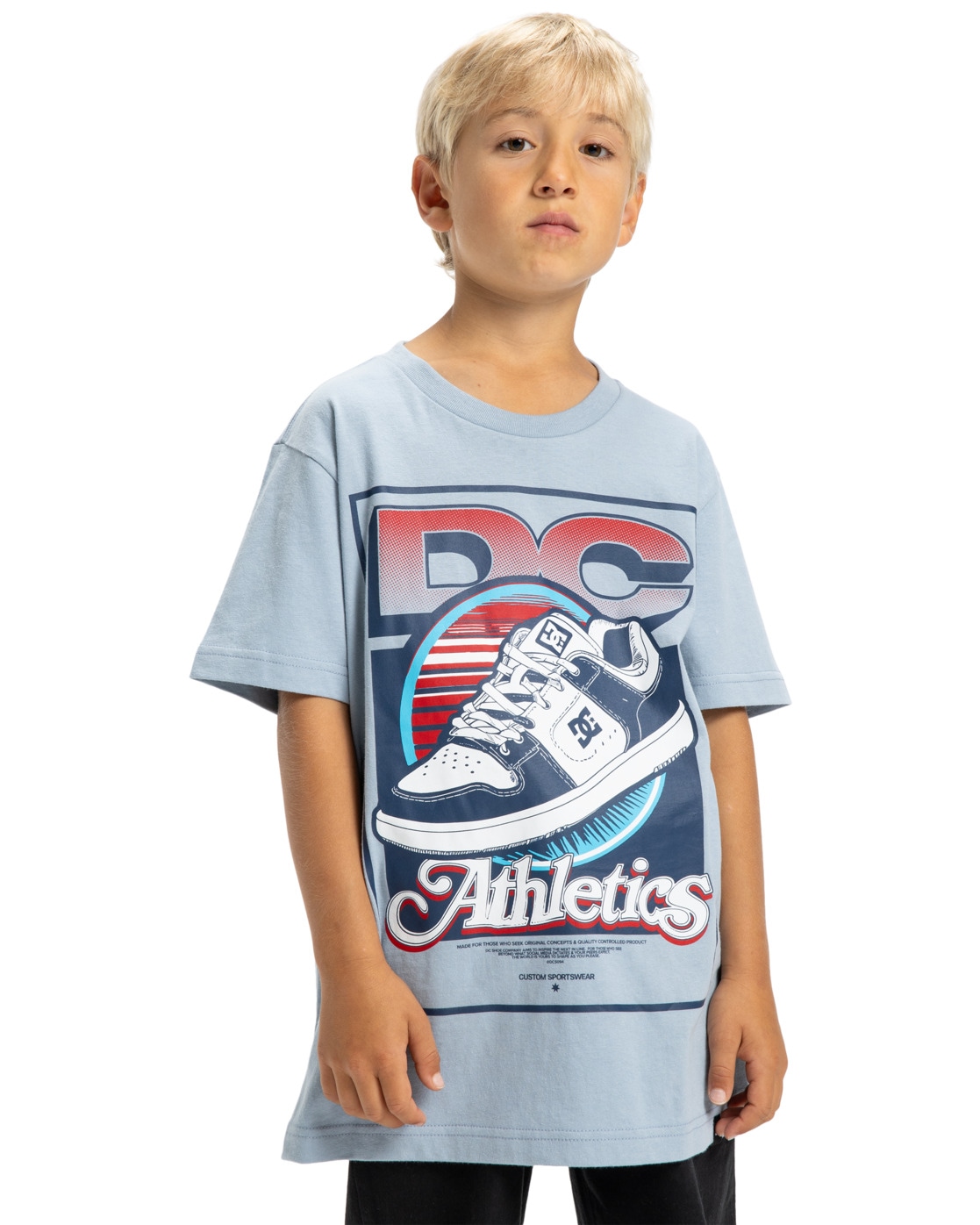 T-Shirt DC SHOES "Manteca Tribute", Jungen, Gr. 8(125-130cm), blau (blau fog), Obermaterial: 75% Baumwolle, 25% Baumwolle;, Shirts T-Shirt