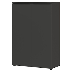 bümö Space Aktenschrank Holz, Mehrzweckschrank 81 cm breit in Graphit - Regal mit Türen für 3 OH, Büro Schrank klein als Möbel für Arbeitszimmer, Image
