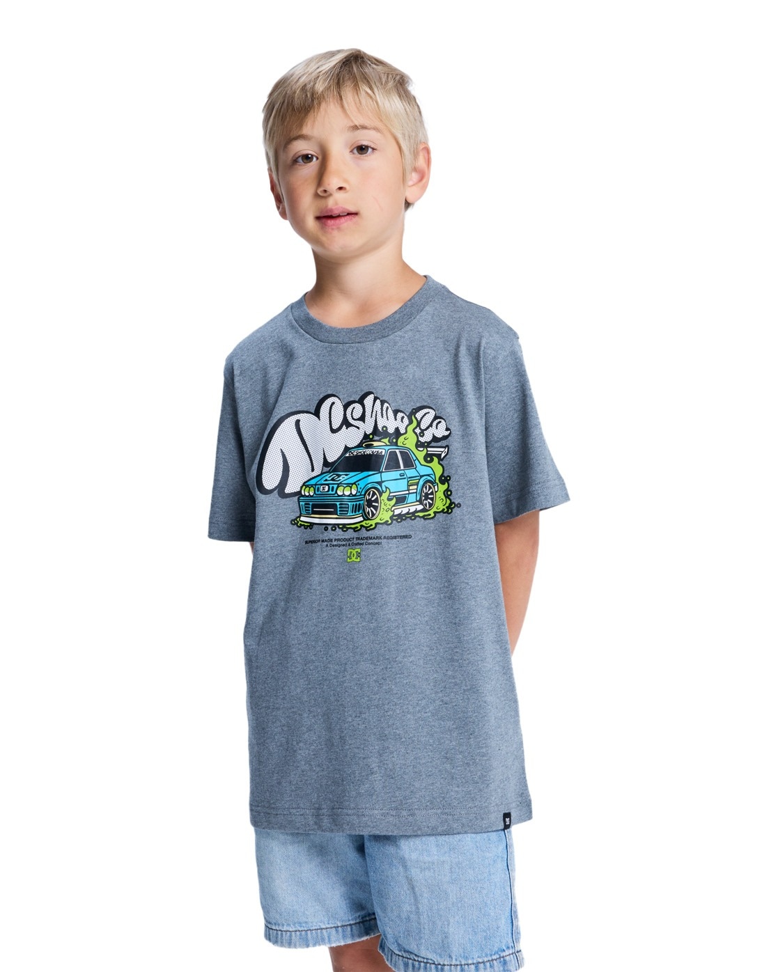 T-Shirt DC SHOES "Tire Fire", Jungen, Gr. 10(140-148cm), grau (dunkelgrau heather), Obermaterial: 75% Baumwolle, 25% Baumwolle;, Shirts T-Shirt