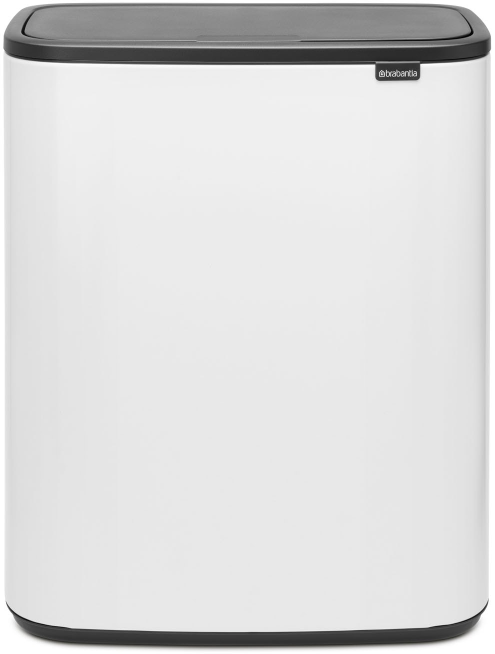 Mülleimer BRABANTIA "Bo Touch Bin, 2 x 30L", weiß, B:54,5cm H:65,6cm T:31,2cm Ø:54,5cm, Kunststoff, Metall, Mülleimer, Mülleimer, Soft-Touch-Öffnungssystem