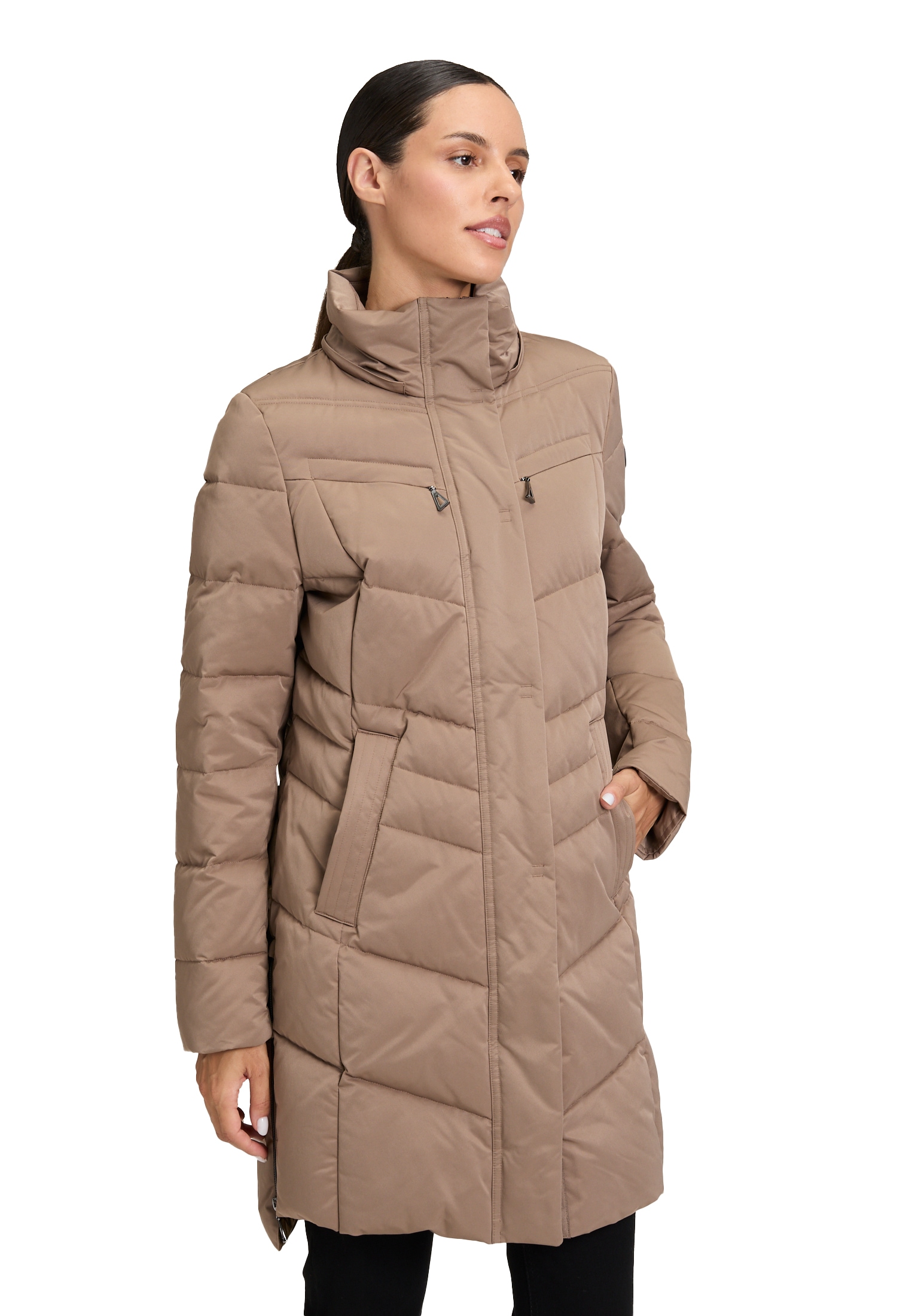 Winterjacke GIL BRET, Damen, Gr. 38, gold (golden almond), Steppware, Obermaterial: 100% Polyester, unifarben, regular fit kniefrei, gerader Abschluss, Jacken Winterjacke, mit Kapuze