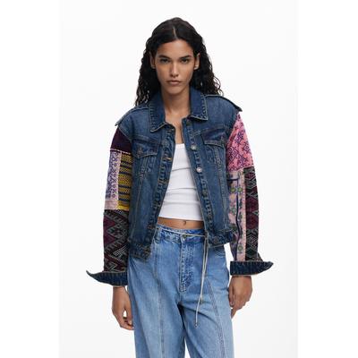 Denim jacket with combined sleeves