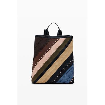 Medium faux leather effect backpack with stitching