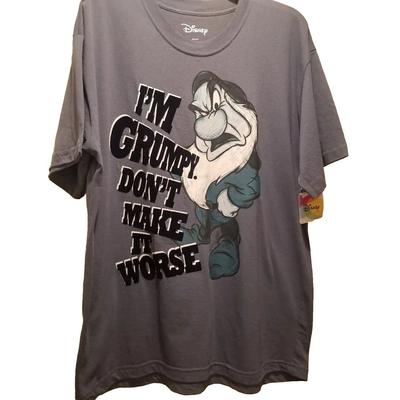 Disney Shirts | Disney T Shirt Grumpy Size Large Snow White Seven Dwarfs Graphic Print | Color: Blue | Size: L