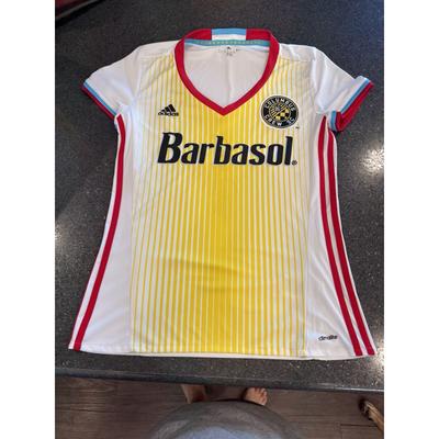 Adidas Tops | Adidas Barbasol Columbus Crew Mls Women's Short Sleeve Team Jersey, White, Large | Color: White | Size: L