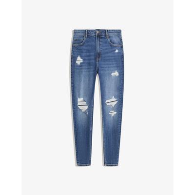 Bershka Ripped Carrot Fit Jeans Men 32 Blue