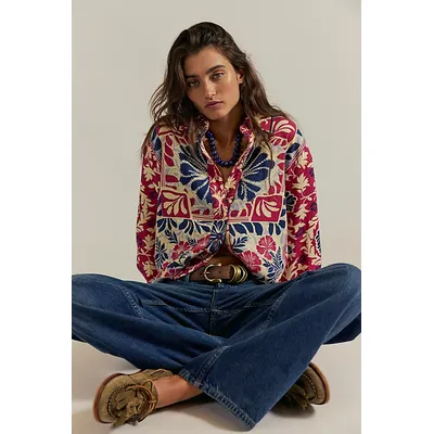 We The Free Just For Play Shirt at Free People in Cherry Combo, Size: Medium