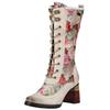 Schnürstiefel LAURA VITA "LAURA VITA Stiefel Leder/Textil", Damen, Gr. 39, beige, Leder, Textil, casual, Schuhe