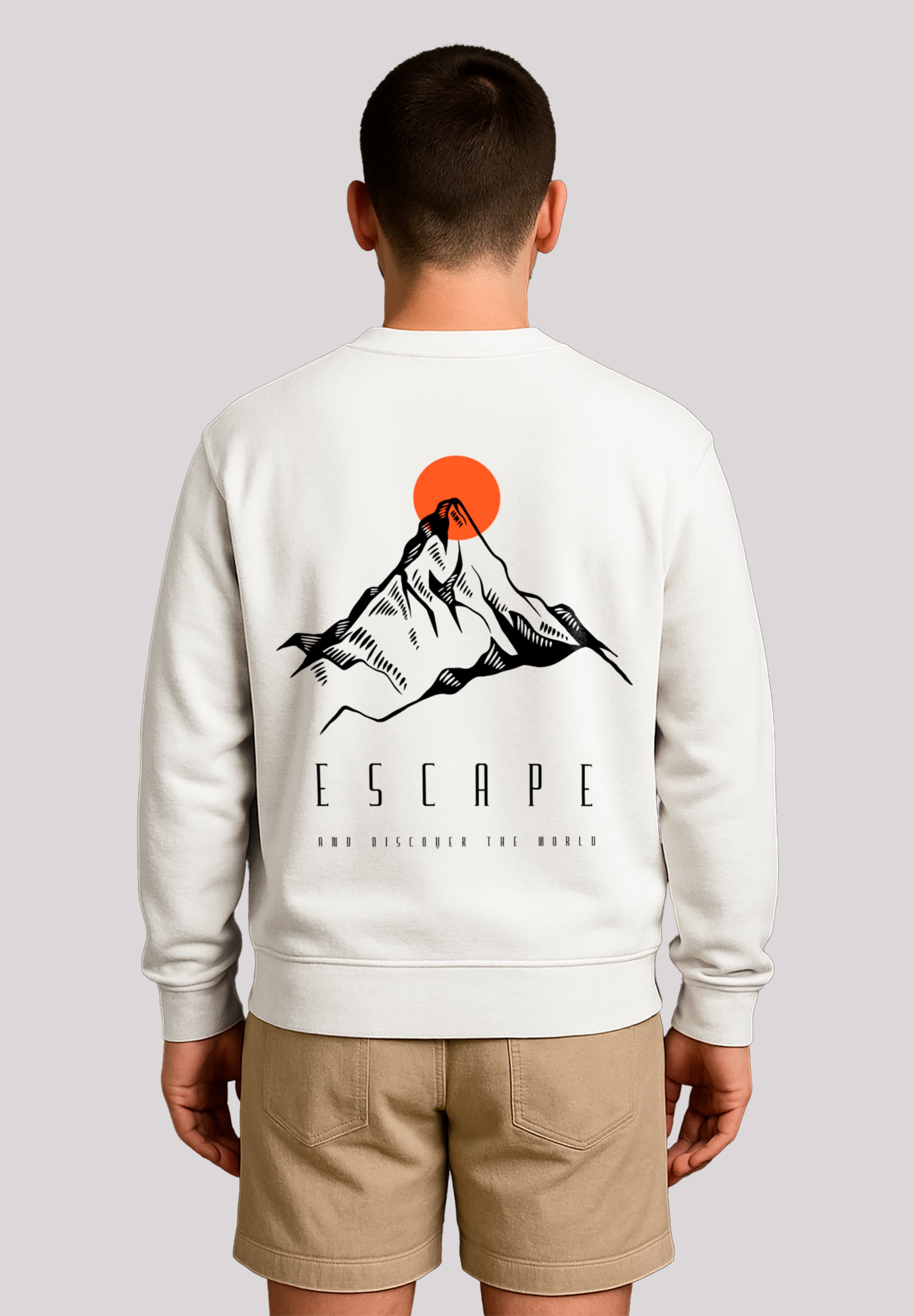 Sweatshirt F4NT4STIC "Escape Discover the World Mountain", Herren, Gr. M, weiß (off, weiß), Obermaterial: 80% Baumwolle, 20% Polyester, regular fit, Rundhals, ohne Bündchen, Sweatshirts Sweatshirt, Premium Qualität, ESCAPE Collection