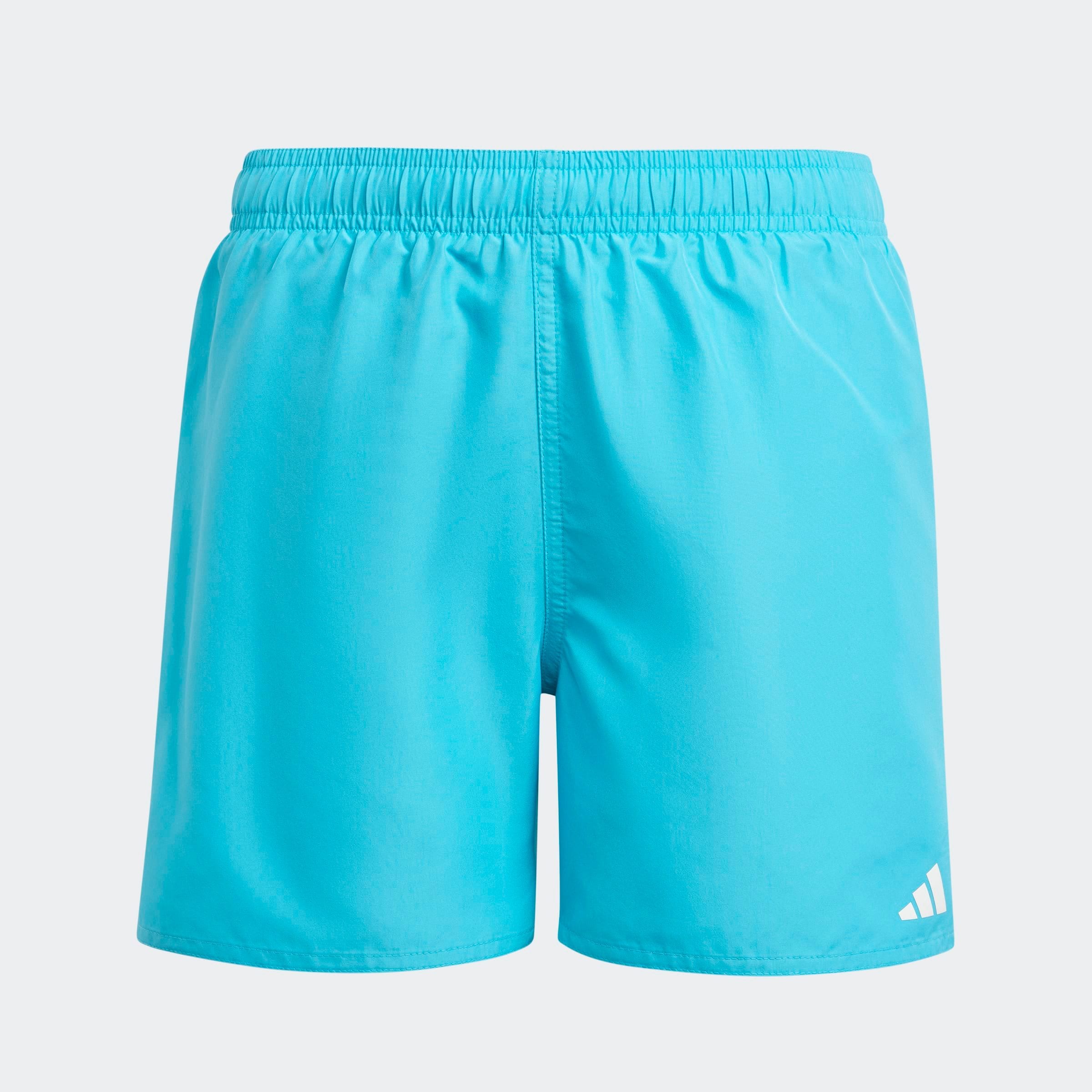Badeshorts ADIDAS PERFORMANCE "SOLID SHORTS BY", Kinder, Gr. 128, N-Gr, weiß (lucid cyan, weiß), Web, Obermaterial: 100% Polyester, Badehosen Image