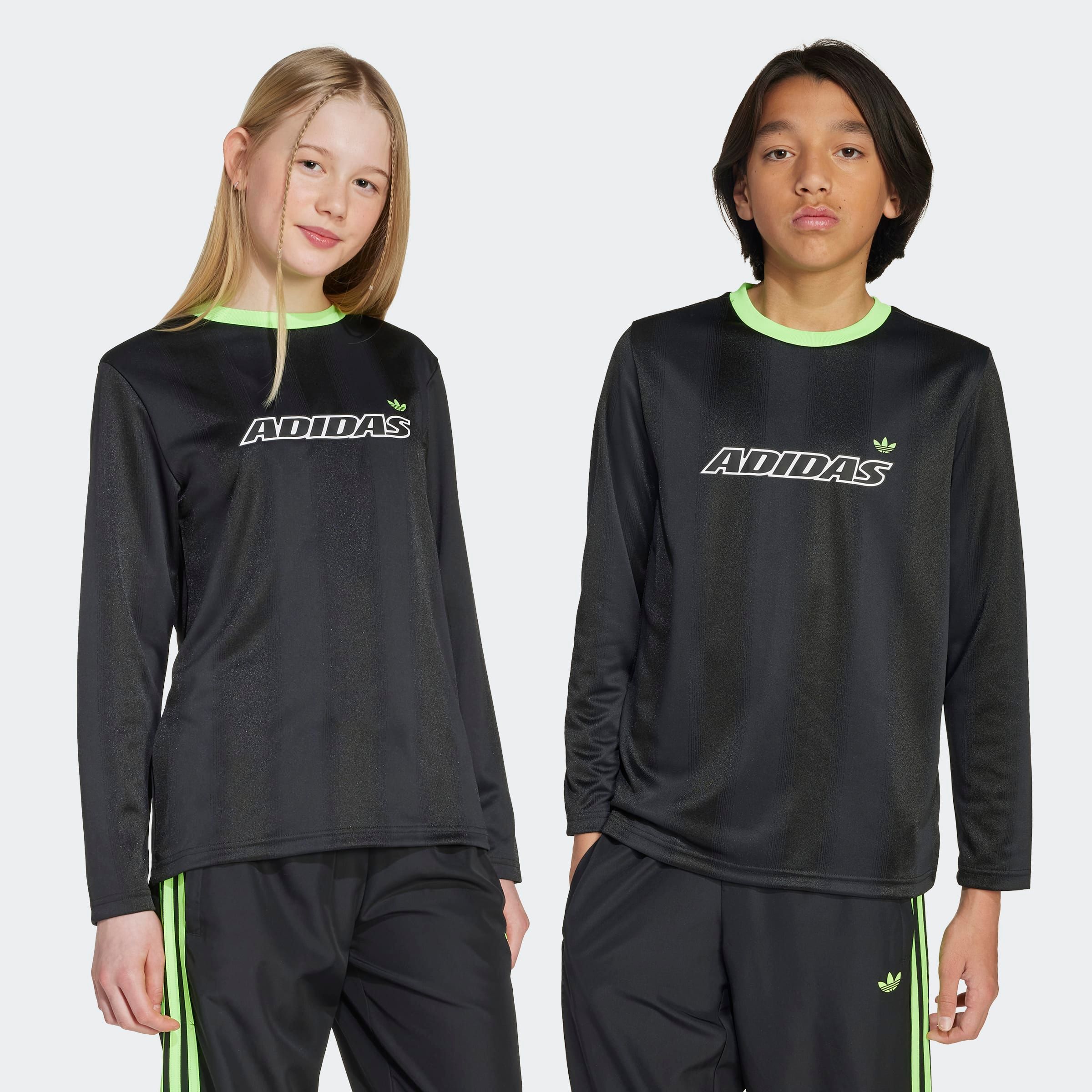 Langarmshirt ADIDAS ORIGINALS "LS TEE", Kinder, Gr. 176, schwarz, signal grün, Obermaterial: 100% Polyester, Sportlich, Shirts Image