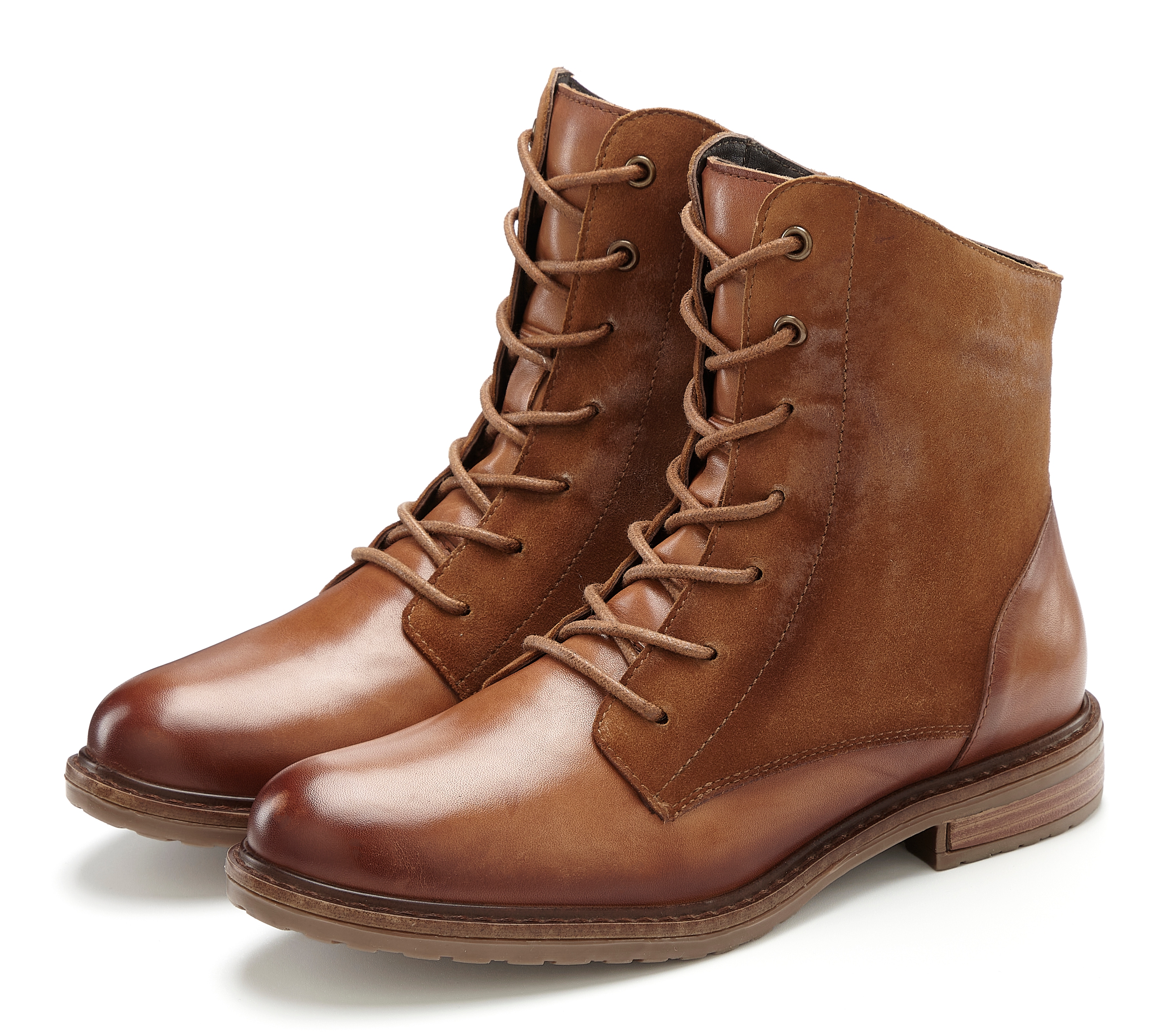 Stiefelette LASCANA "Boots", Damen, Gr. 37, braun (camelfarben), Obermaterial: 100% Rindsleder. Futter: 100% Schafsleder. Decksohle: 100% Schafsleder. Laufsohle: 100% Synthetik, unifarben, Schuhe, aus Leder