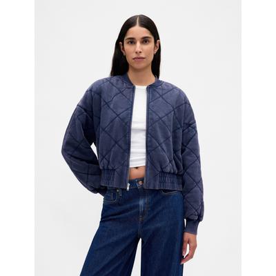 Gap Blue Vintage Soft Quilted Bomber Jacket