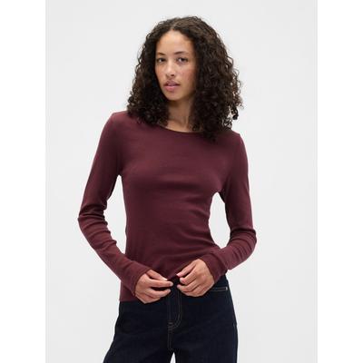 Gap Red Long Sleeve Modern Crewneck T-Shirt
