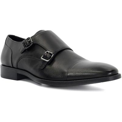 Dune Satchin Leder Herren Schwarze Doppel-Monk-Schuhe Image