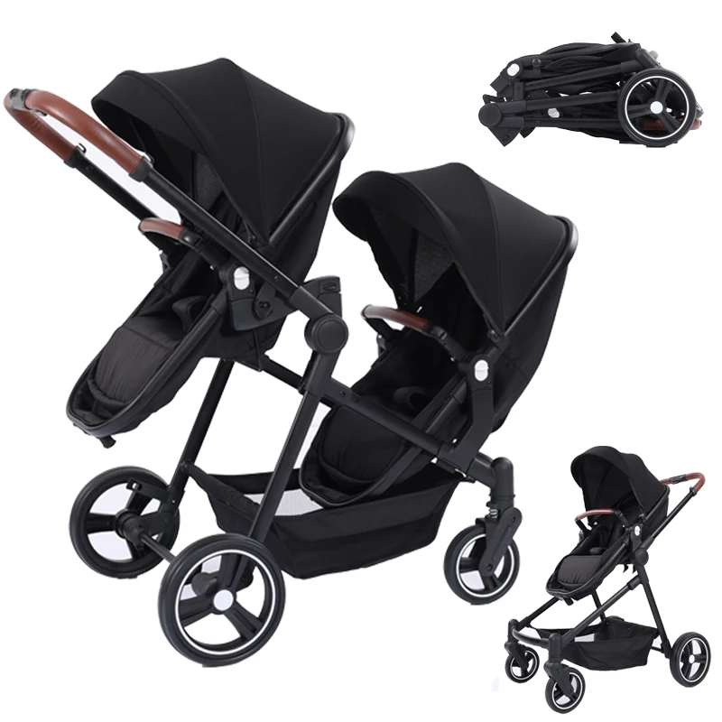 Zwillings-Kinderwagen, 2-in-1, leicht, klein, zusammengeklappt, zum Handgepäck, multifunktionaler Kombinations-Kinderwagen Image