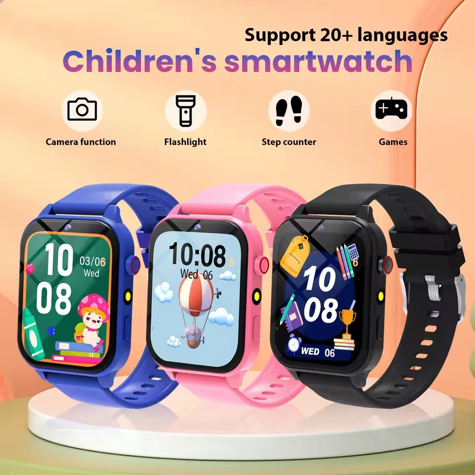Kamera-Smartwatch für Kinder, wasserdichte Taschenlampe, 12-Spiele, Alarm-Erinnerungen, Schlafüberwachung, Schrittzähler, Kinder, Jungen, Mädchen, Uhren, Geschenk Image