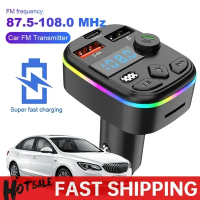 Hands-Free MP3 Player Radio Car MP3 Player Bluetooth-Compatible 5.3 Support TF Card U Disk Cell Phone Charger Car FM Transmitter