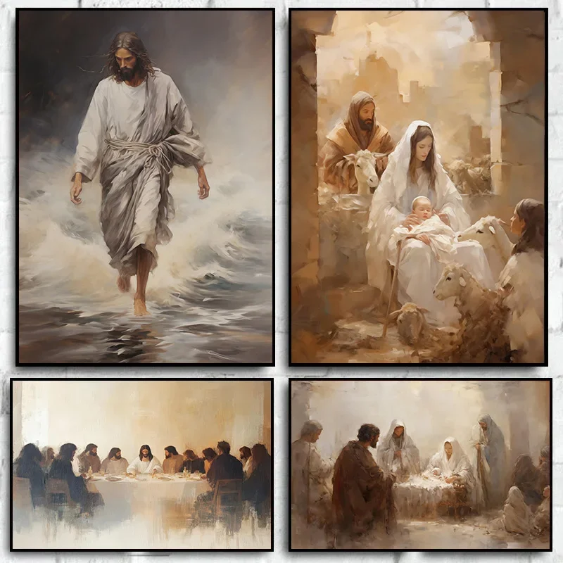 Christian Holy Jesus Nativity Virgin Mary Christmas Artwork Poster and Prints Canvas Painting Wall Pictures Home Dorm Decor
