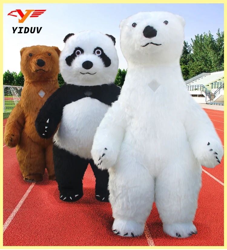 2M/2,6M/3M aufblasbares Eisbär-Panda-Kostüm für Weihnachten, Halloween, Erwachsene, Fursuit, lustiges Maskottchen-Kostüm, Tier-Teddy-Cosplay Image