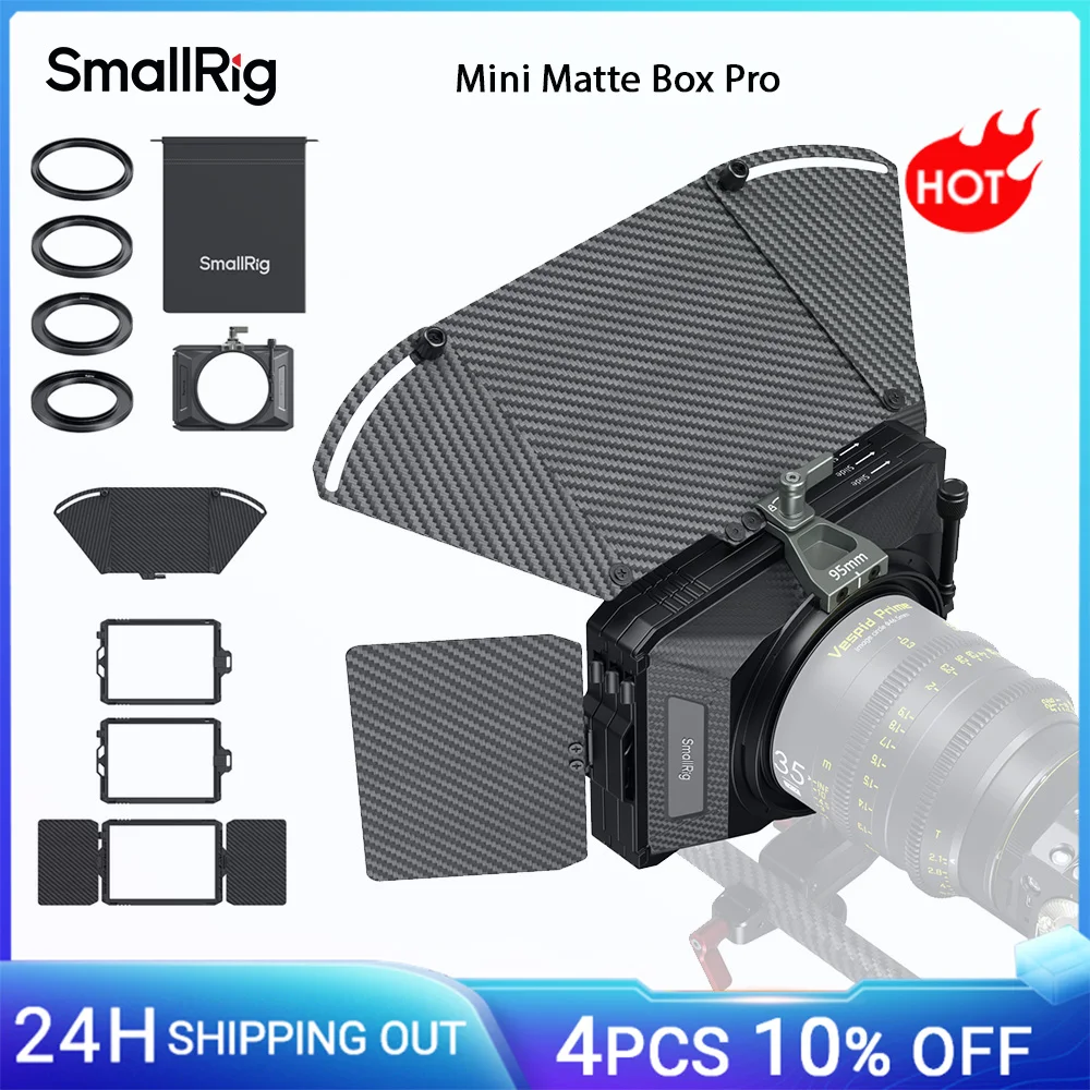 SmallRig 95 mm Mini Matte Box Pro für 67/72/77/82 mm Objektive für spiegellose DSLR-Kameras mit seitlicher und oberer Flaggenadapterring-Filterfach Image