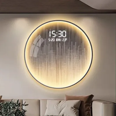 Nordic Large Wall Clocks Minimalist Digital Wall Clocks Modern Living Room Clock Ornaments Clock Luxury Noiseless with Light
