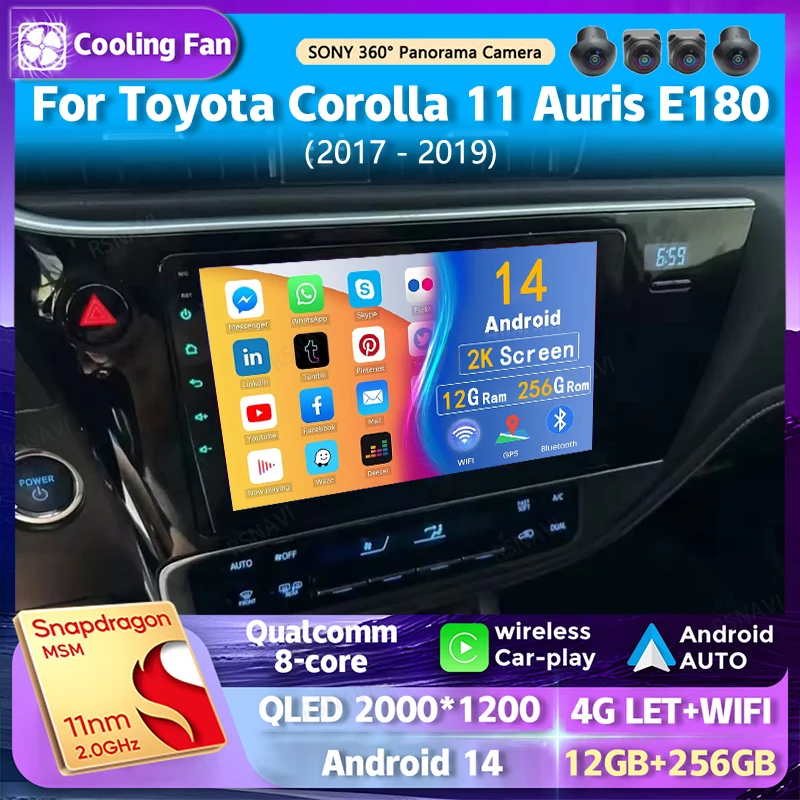 Android14 Auto Radio Für Toyota Corolla 11 Auris E180 2017 - 2019 Navigation GPS Multimedia Video Player Stereo Carplay auto DVD