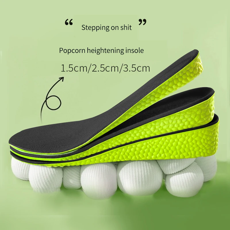 1 Paar neu gestaltete, bequeme, stoßdämpfende, unsichtbare EVA-Einlegesohlen zur Erhöhung der Körpergröße für die Fußpflege von Männer und Frauen Image