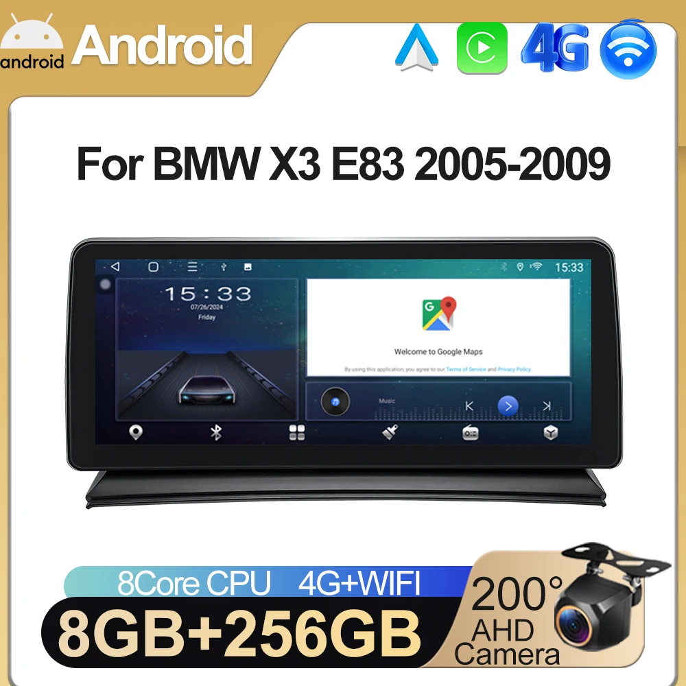 12,3 Zoll Autoradio Für BMW X3 E83 2005 2007 2008 2009 Android Auto Bildschirm Multimedia Player Navigation DVD GPS stereo Kopf Einheit Image