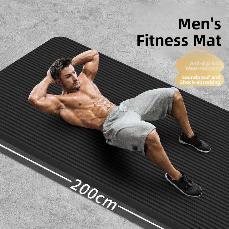 Thickened Non-Slip Fitness Yoga Mat for Men Home Gym Anti-Vibration Noise Reduction Large Size Fitness Dormitory Mat