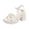 Damen-Sandalen mit dicker Sohle, einfarbig, Freizeitschuhe, One-Line-Schnalle, High-Heel-Sandalen, Damen-Schuhe mit Keilform und Fischmaul