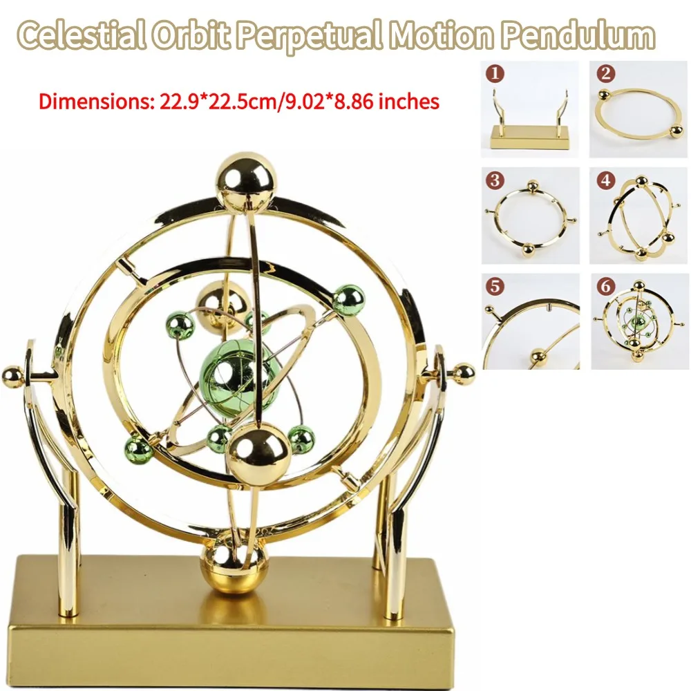 Celestial Orbit Pendulum Perpetual Motion Machine, kinetische Kunst-Schreibtischdekoration, Astronomiemodell, kreativer rotierender Dekorationsschreibtisch für Zuhause Image
