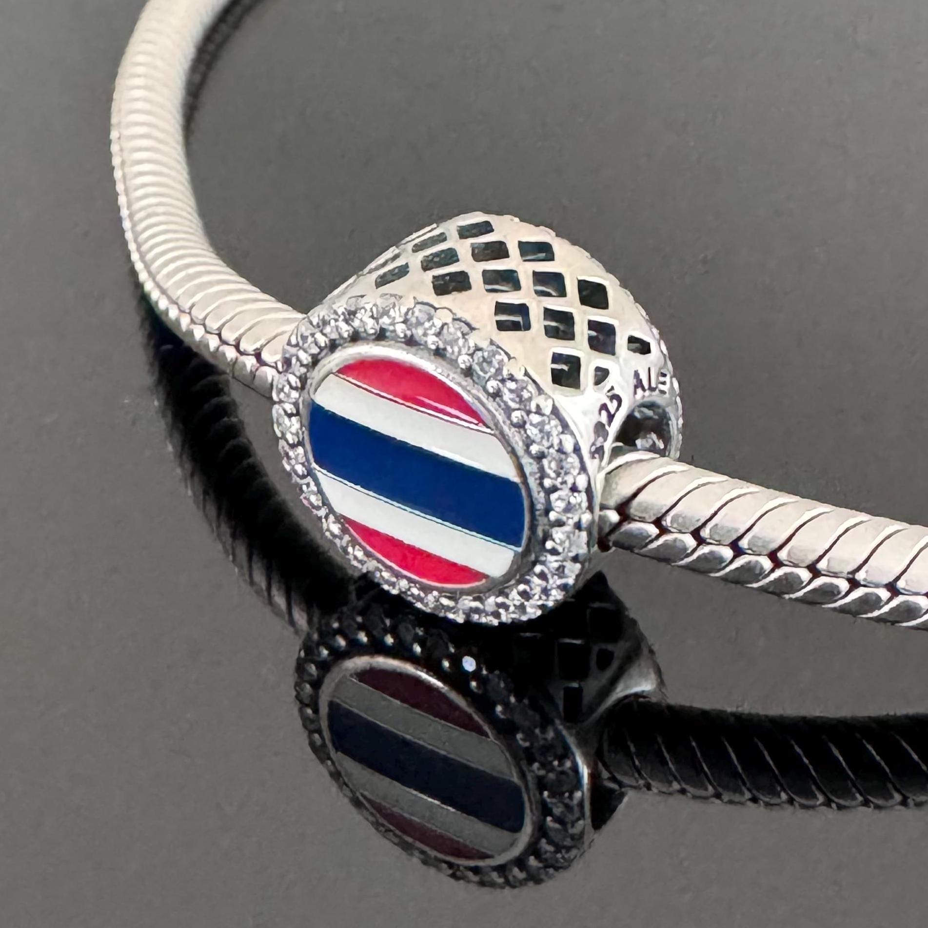 Un autentico ciondolo Pandora/ciondolo con perlina bandiera thailandese/ciondolo da viaggio per bracciale Pandora/ciondolo Pandora autentico per donna
