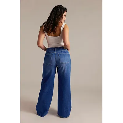 CRVY Better Half Mid-Rise Straight Jeans by We The Free at Free People in Country Blue, Size: 28