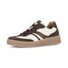 Plateausneaker GABOR "FLORENZ", Damen, Gr. 43, bunt (sanftes weiß, braun), Nappaleder, Veloursleder, unifarben mit Farbeinsatz, sportlich, Schuhe, Freizeitschuh, Halbschuh, Schnürschuh in Bequemweite G (= weit)
