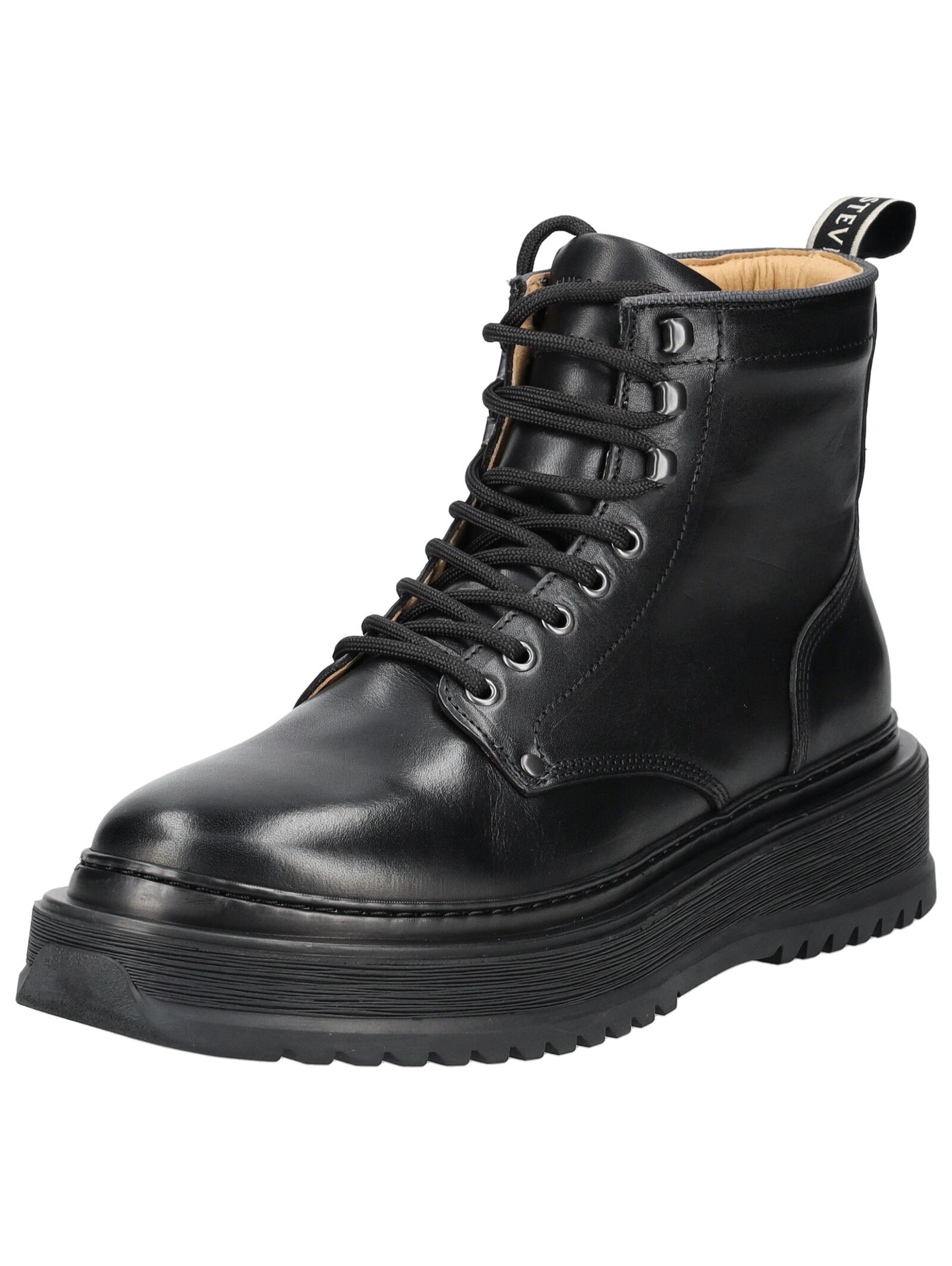 Schnürstiefelette SNEAKY STEVE "Sneaky Steve Stiefelette Leder", Herren, Gr. 43, schwarz, Leder, Schuhe Schnürstiefelette