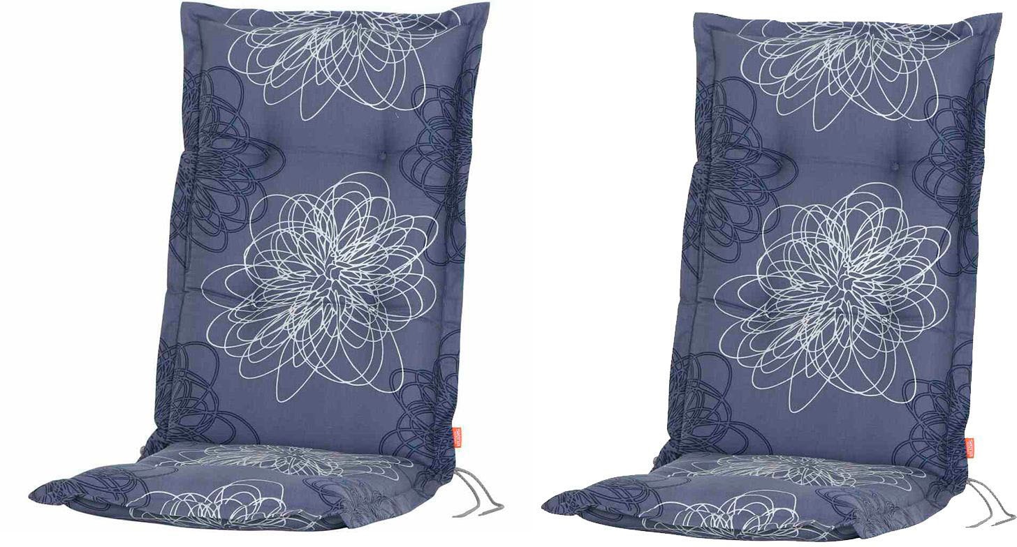 Hochlehnerauflage SIENA GARDEN "Xora", blau (blume blau), B:48cm H:8cm T:120cm, Obermaterial: 100% Baumwolle, Polsterauflagen, passend zu Hochlehnern / Klappsesseln Image