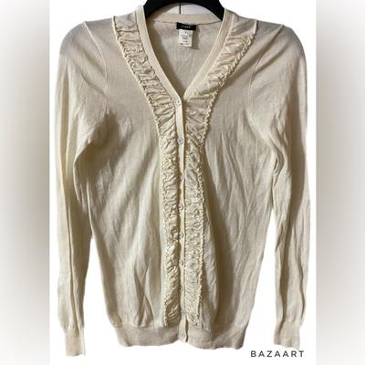 J. Crew Sweaters | Euc J Crew Black Label Cardigan, Pima Cotton, Wool, Sweater, Sz S, Academia | Color: Cream | Size: S