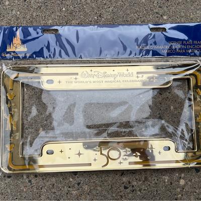 Disney Other | Disney World 50th Anniversary Gold License Plate Frame | Color: Gold | Size: Os
