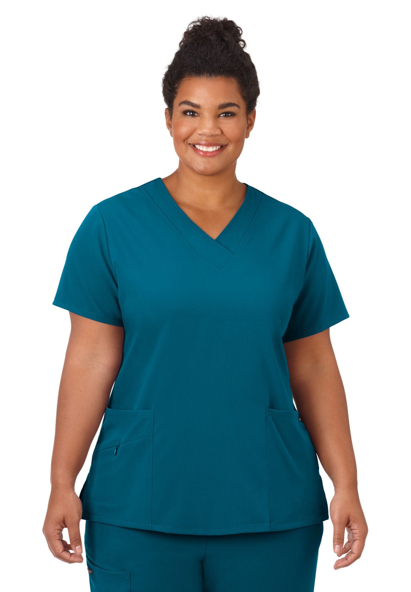 Plus Size Women's Jockey Scrubs Women's Favorite V-Neck Top by Jockey Encompass Scrubs in Caribbean (Size 5X(32W-34W))
