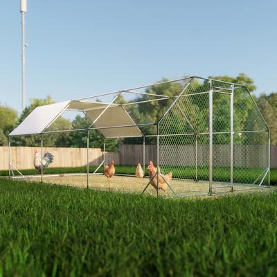 GDFStudio - Nathan Large Walk-In Metal Chicken Coop with Waterproof Cover and Secure Design