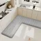 Solid Color Large Size Kitchen Carpet Striped L Shape Absorbent Floor Mat Flannel Corner Non-slip Mat Bathroom Mat