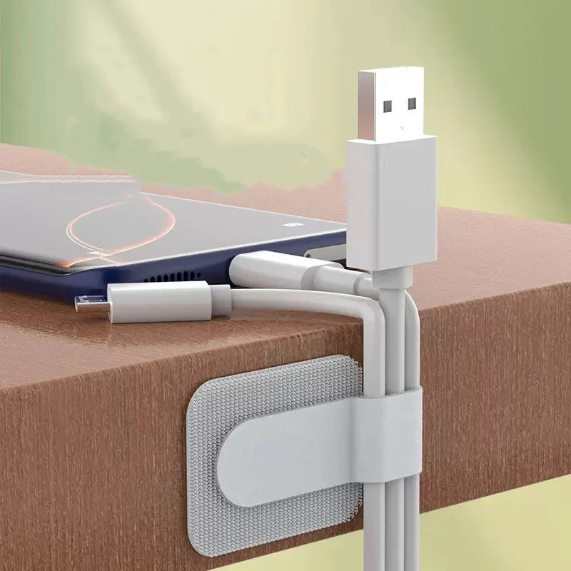 Neue Wiederverwendbare Kabelbinder Klettverschluss-Binder Selbstklebende Stromkabelhalter Verstellbare Kabelaufbewahrung Desktop-Organizer Manager Image