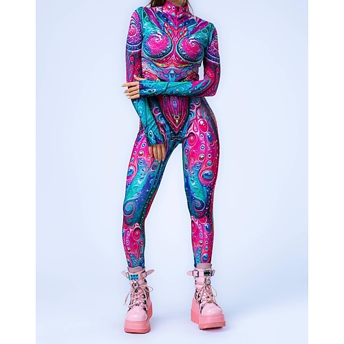 Gemusterte Zentai-Anzüge Cosplay Kostüm Bodysuit Drucken Karnevalskostüm Ganzkörperanzug Herren Damen Sexy Kostüm Halloween Kostüm für Leistung Party Maskerade Erwachsene Image